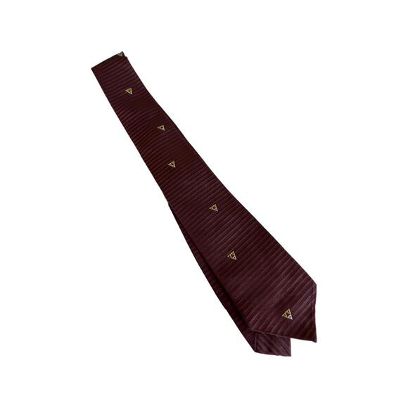 Vintage Brown Skinny Tie, Yellow White Triangle Print Tie - Picture 1 of 2